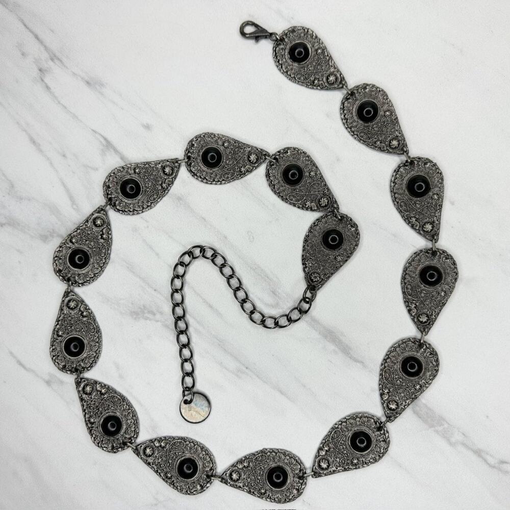 Ornate Studded Black Metal Chain Link Belt Medium/Large (M/L) ✨